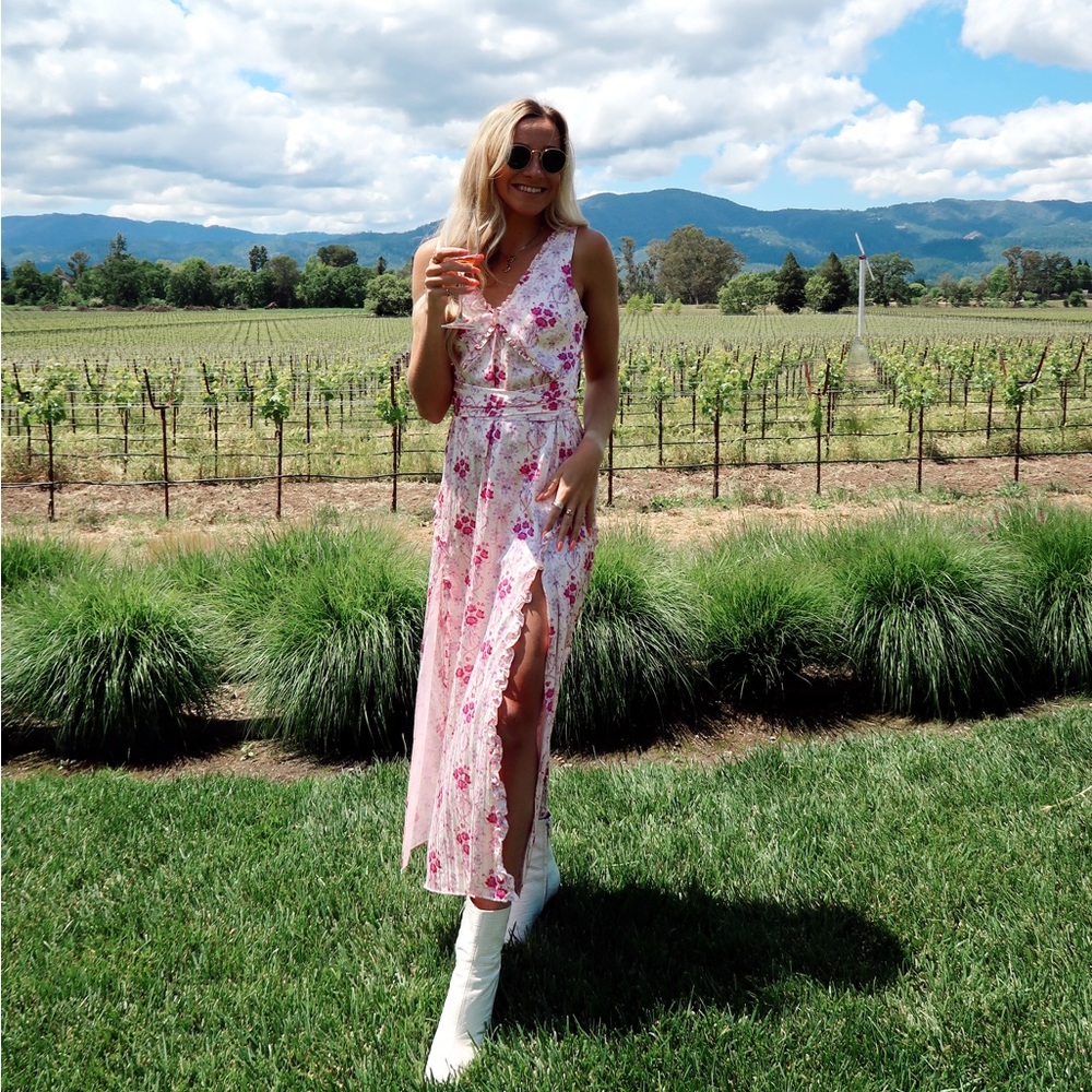 LoveShackFancy Kendall Floral Silk Maxi Dress